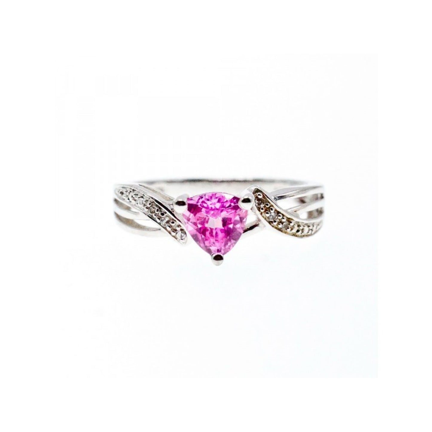 925 STERLING SILVER PINK SPINEL & CZ RING SIZE 7