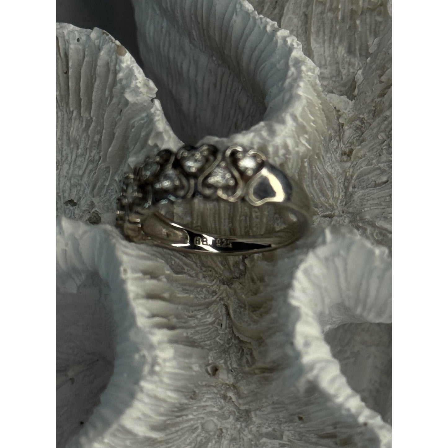 BBJ 925 STERLING SILVER WHITE TOPAZ HEART RING SIZE 7