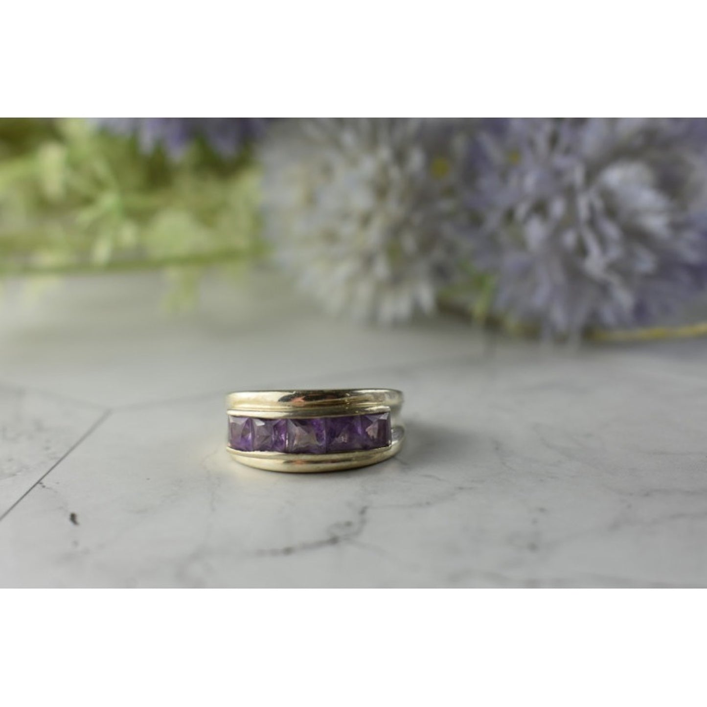 925 STERLING SILVER PURPLE TOURMALINE RING SIZE 7