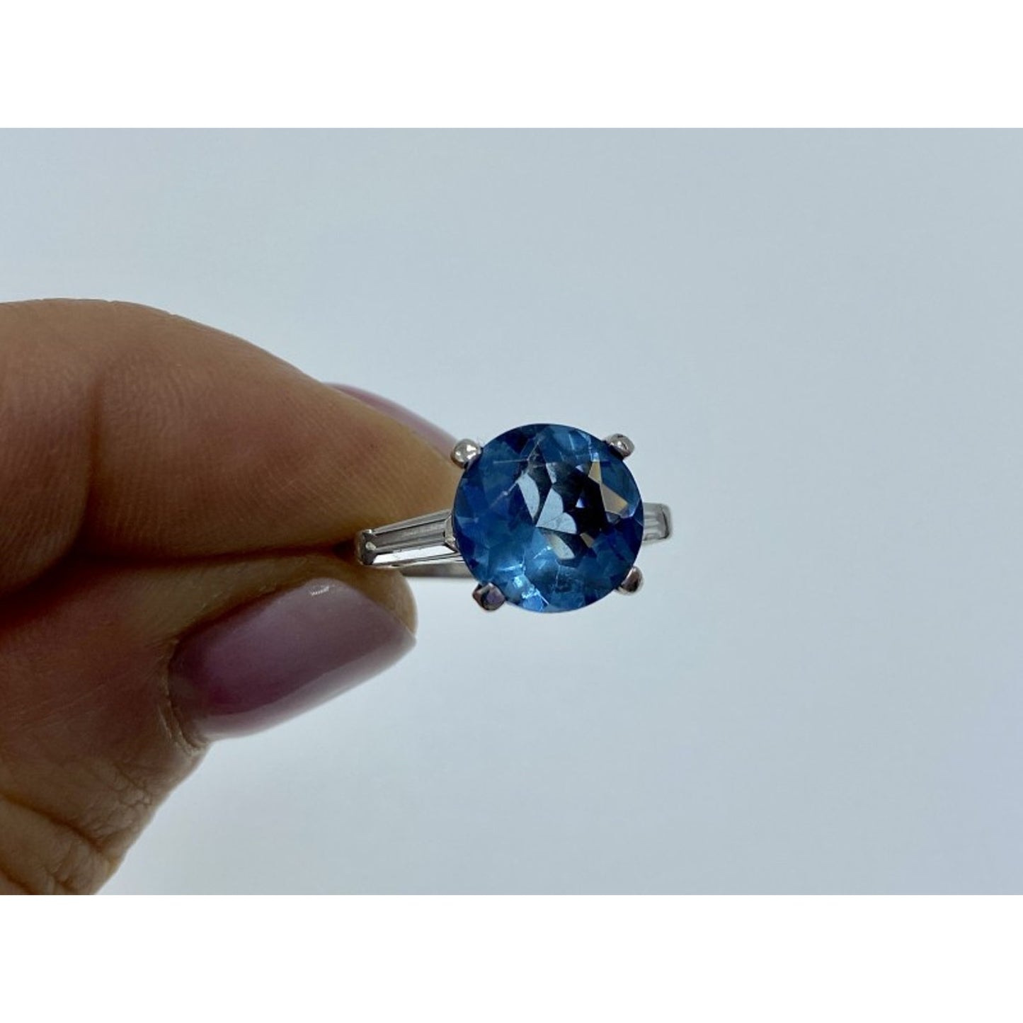 925 STERLING SILVER BLUE TOPAZ & QUARTZ RING SIZE 6.5