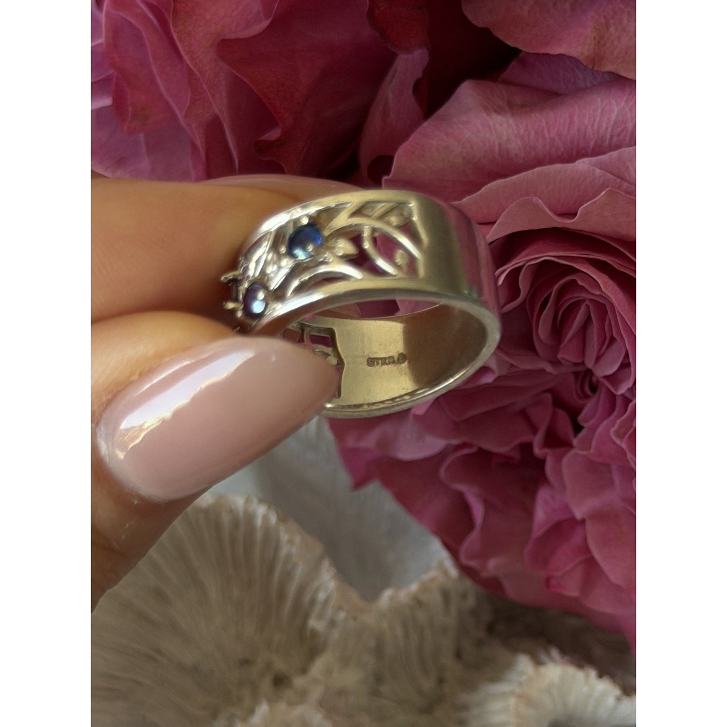 925 Sterling Silver Multi Color Spinel Ring Size 7