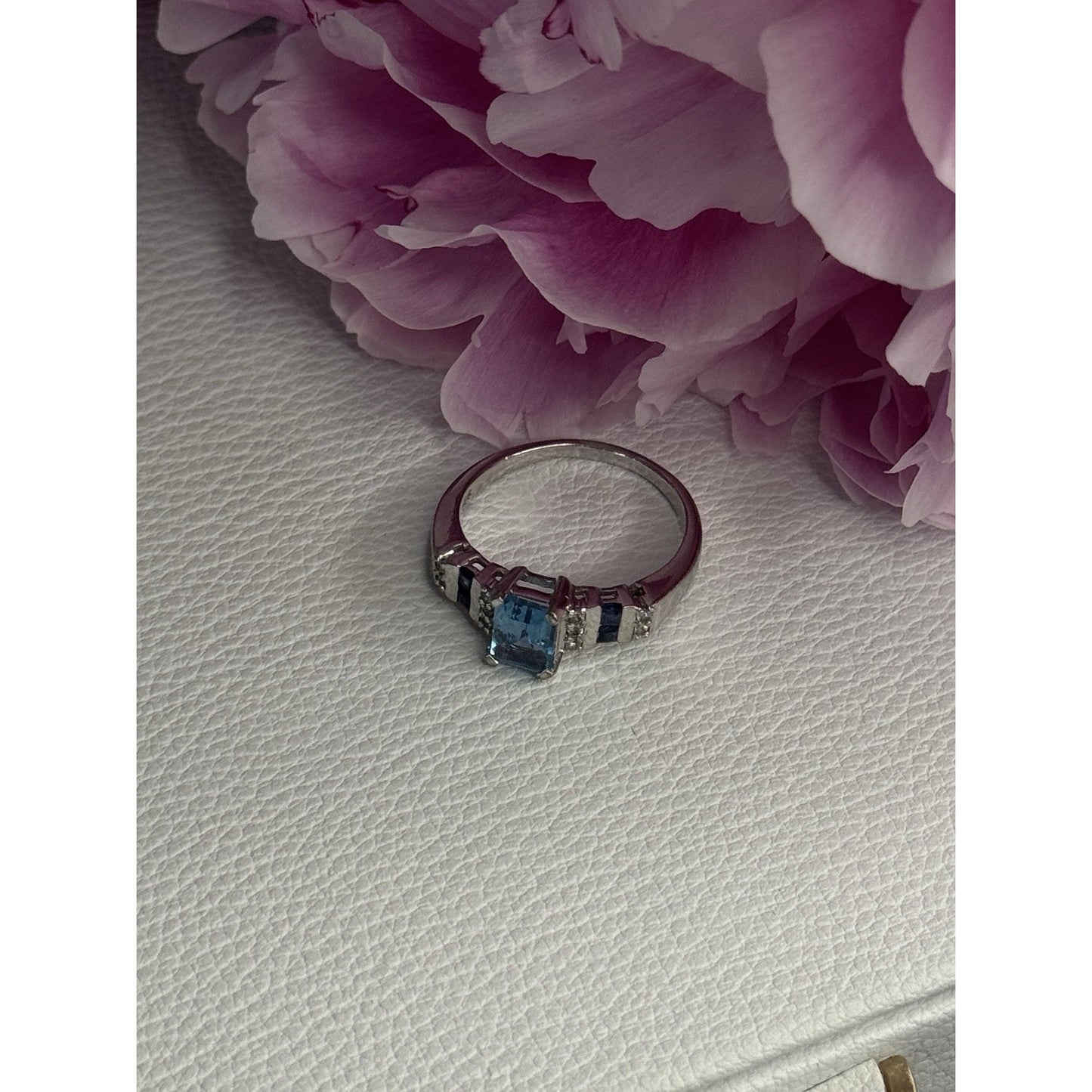 925 STERLING SILVER TOPAZ SAPPHIRE BERYL RING SIZE 8