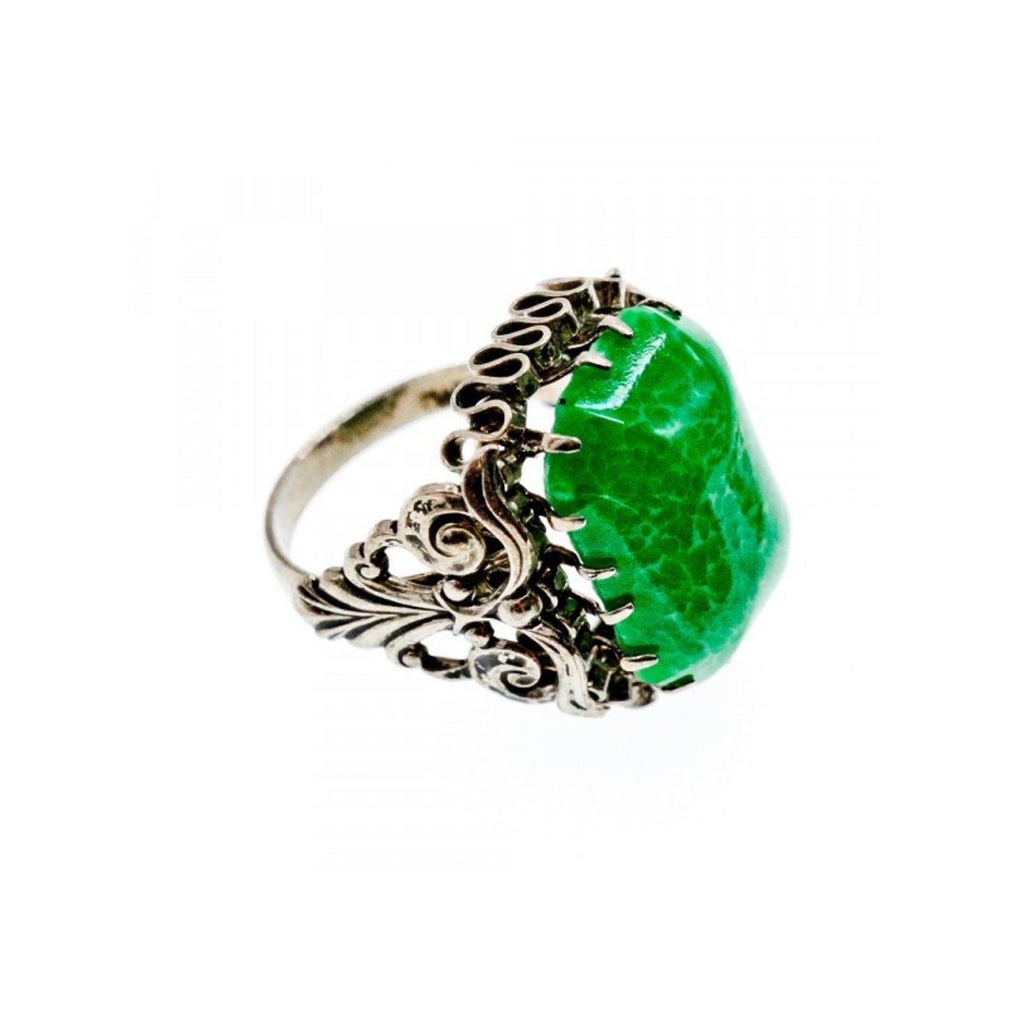 VINTAGE 925 STERLING SILVER JASPER RING SIZE 7