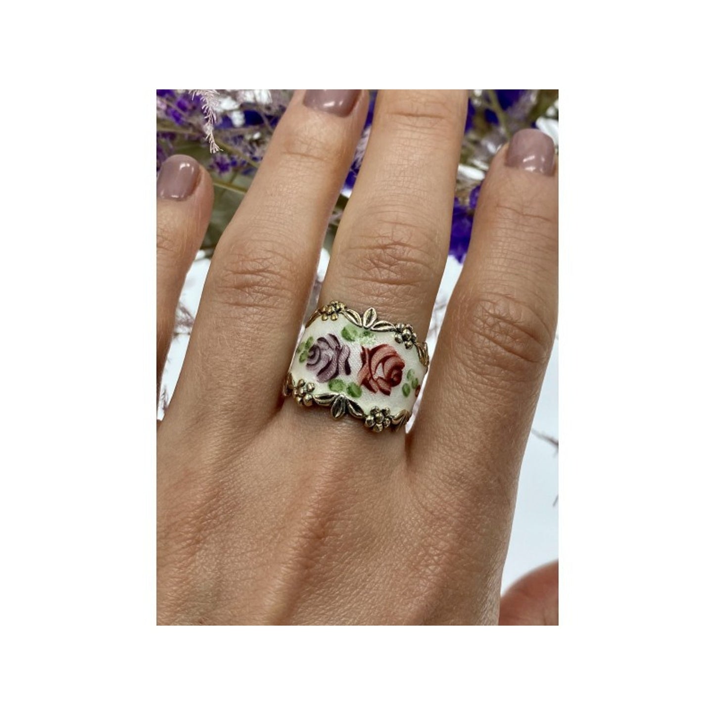 VINTAGE 925 STERLING SILVER ENAMEL RING SIZE 8