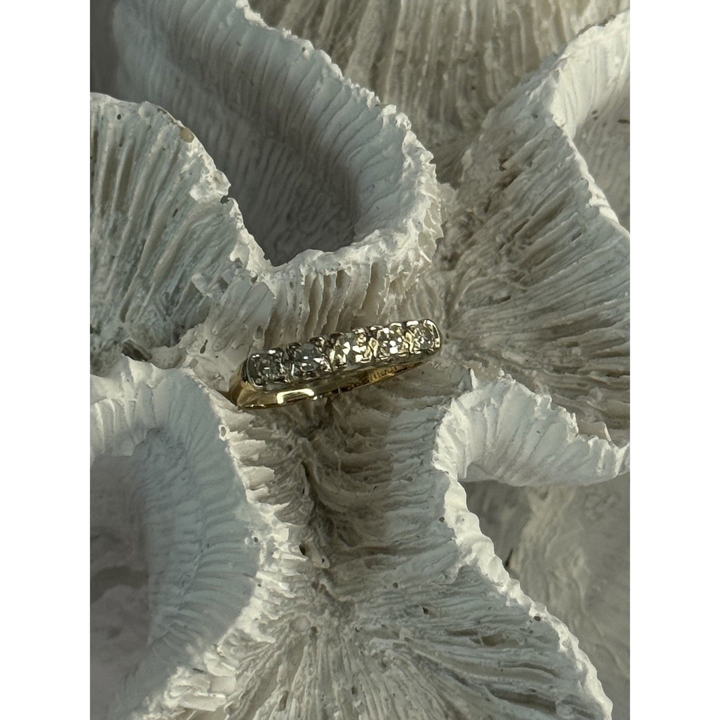 14 K Yellow Gold Diamonds Ring Size 3.5