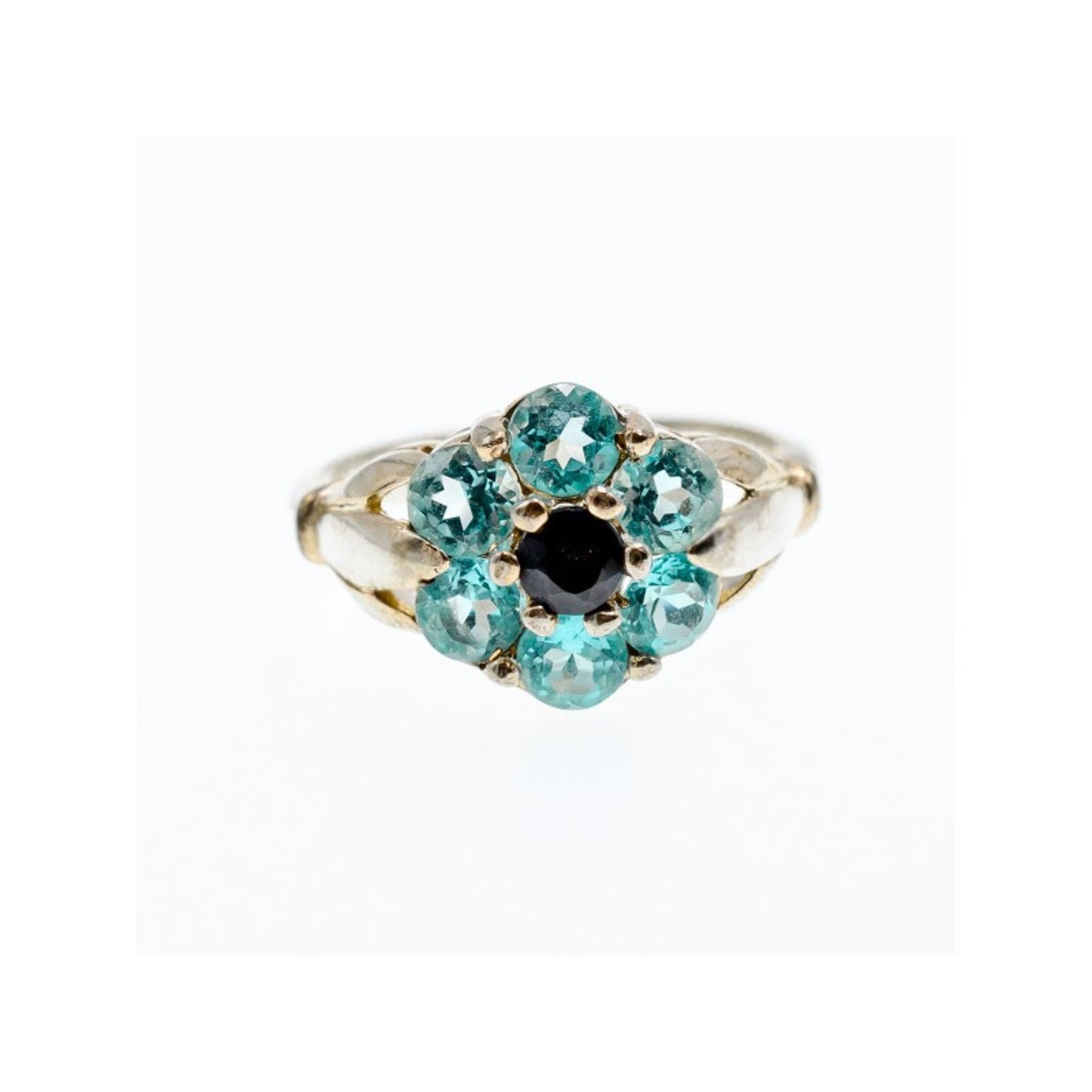 925 STERLING SILVER TOPAZ & BLACK ONYX RING SIZE 7