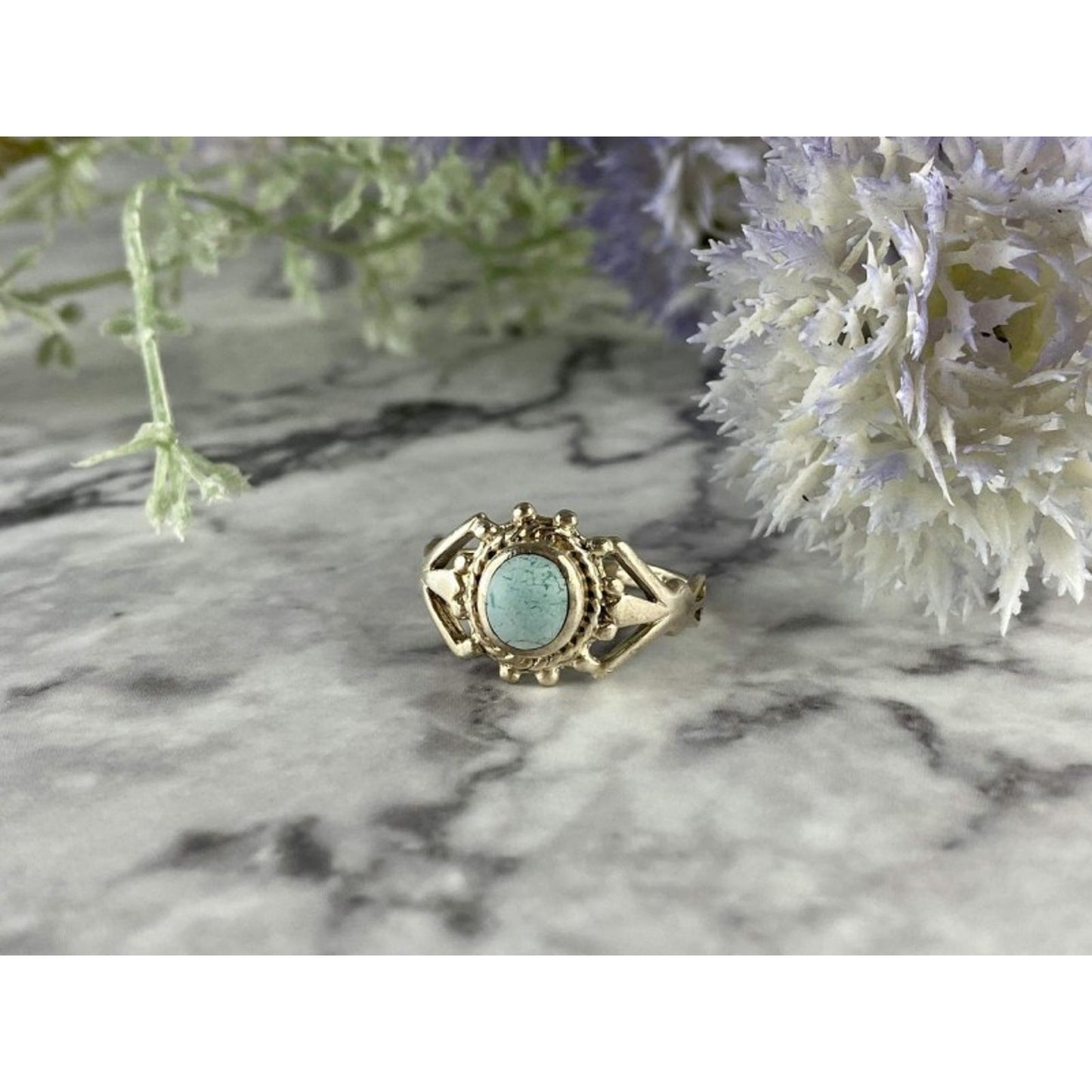 925 STERLING SILVER TURQUOISE RING SIZE 9.5