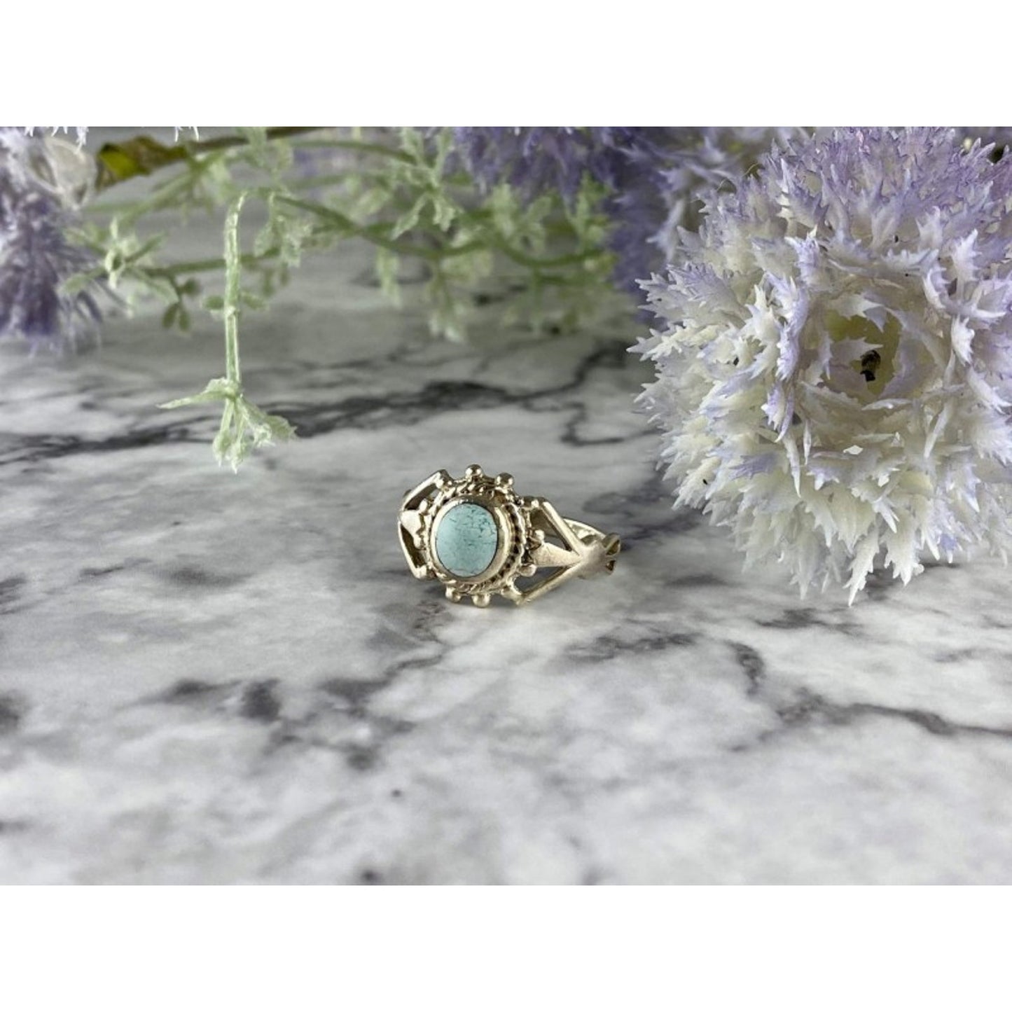 925 STERLING SILVER TURQUOISE RING SIZE 9.5