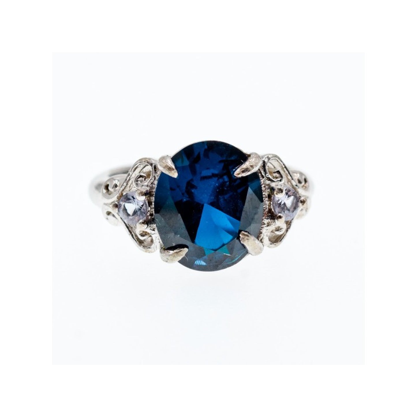925 STERLING SILVER SAPPHIRE & IOLITE RING SIZE 8.5