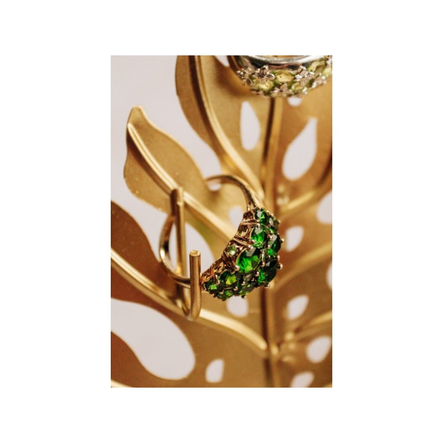 925 STERLING SILVER GOLD PLATED CHRYSOLITES RING SIZE 11.5