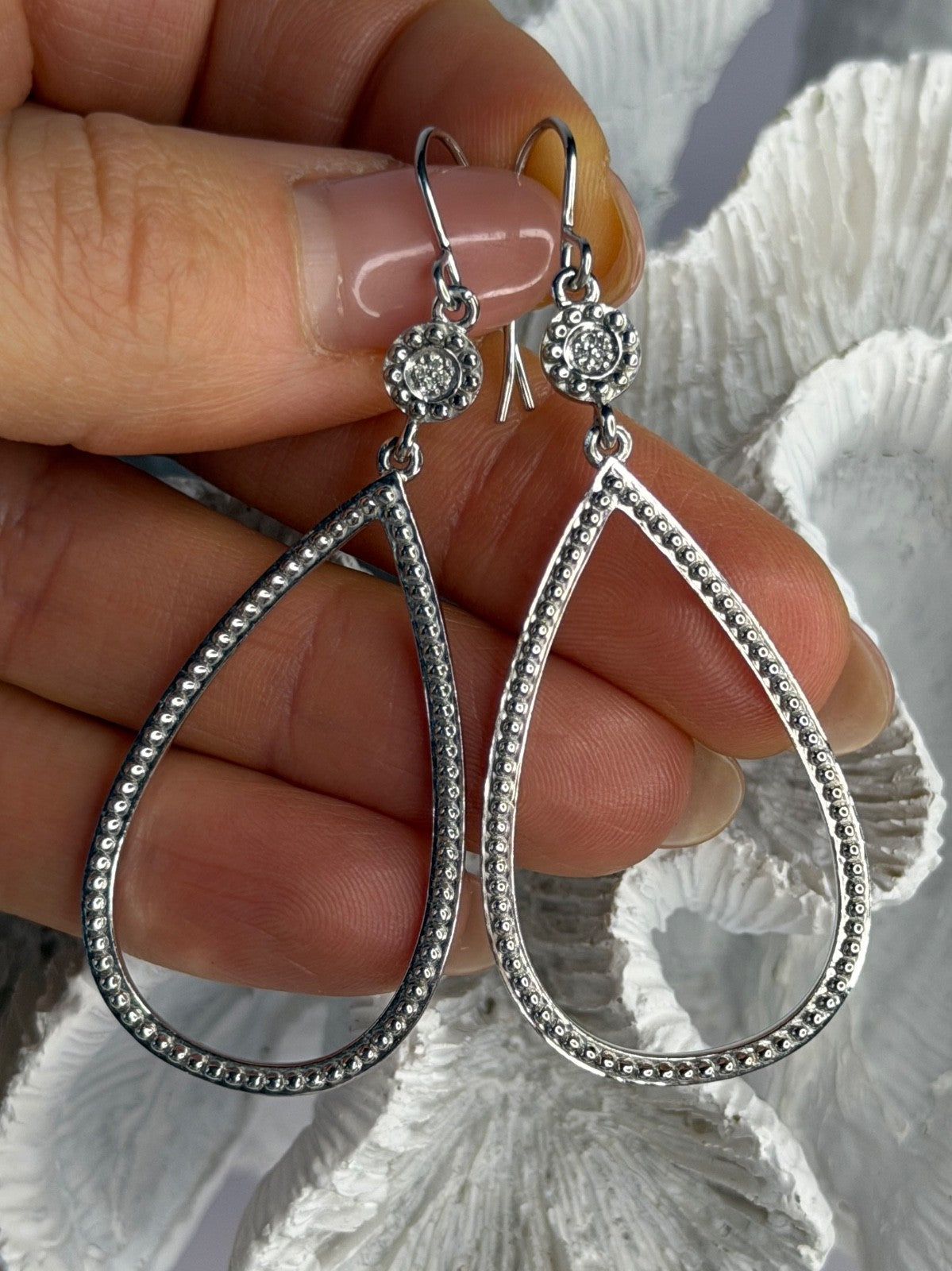 925 Sterling Silver Teardrop CZ Earrings