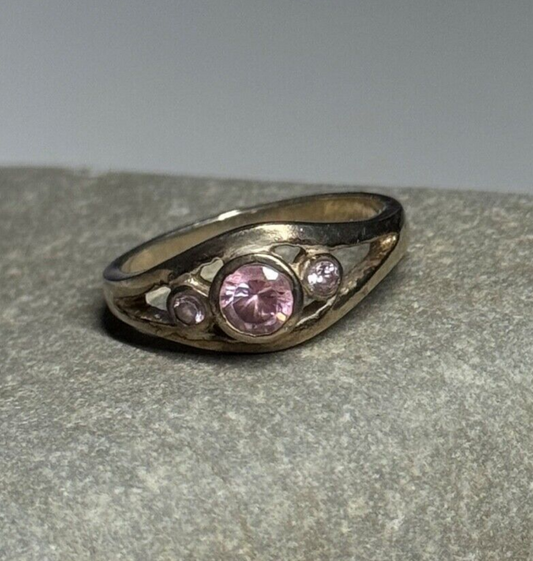 925 Sterling Silver Morganite Ring Size 6