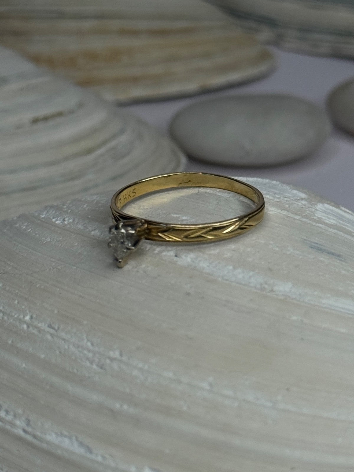 14K P HKS Yellow Gold Diamond 0.10 Carat Ring Size 6