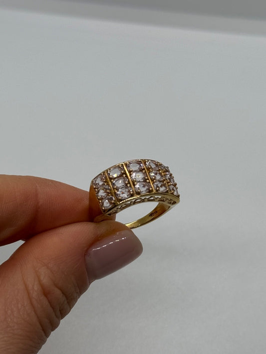 925 Sterling Silver Gold Plated Morganite Ring Size 6.5