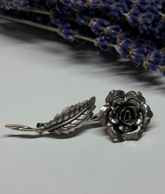 Jewelart 925 Sterling Silver Rose Brooch