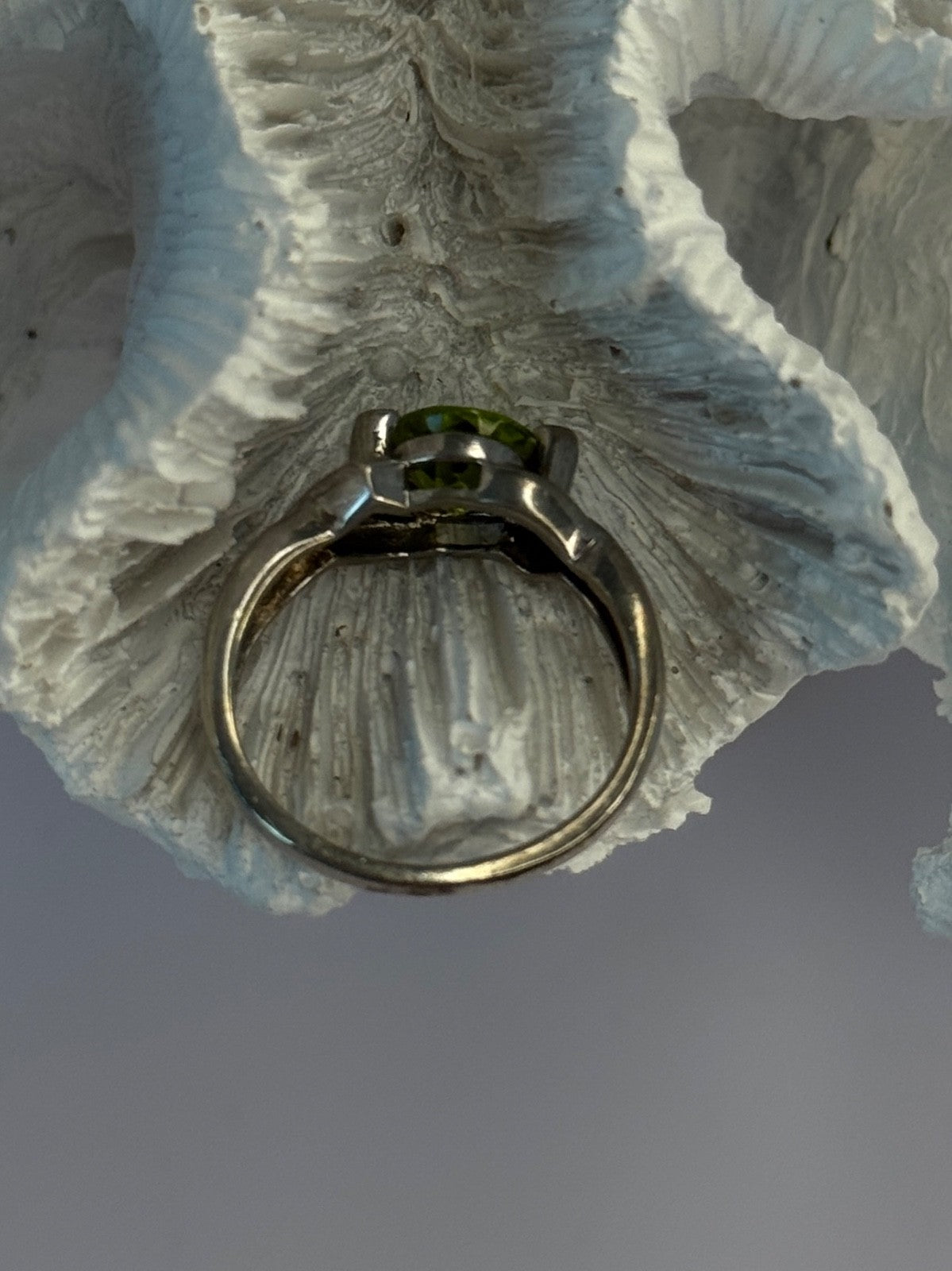 925 Sterling Silver Peridot & Beryl Ring Size 6