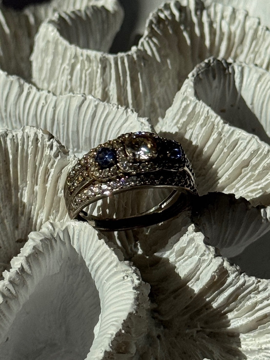 925 Sterling Silver Tanzanite & Beryl Ring Size 10