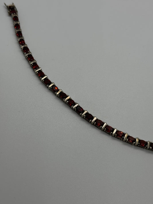 925 Sterling Silver Garnet Bracelet
