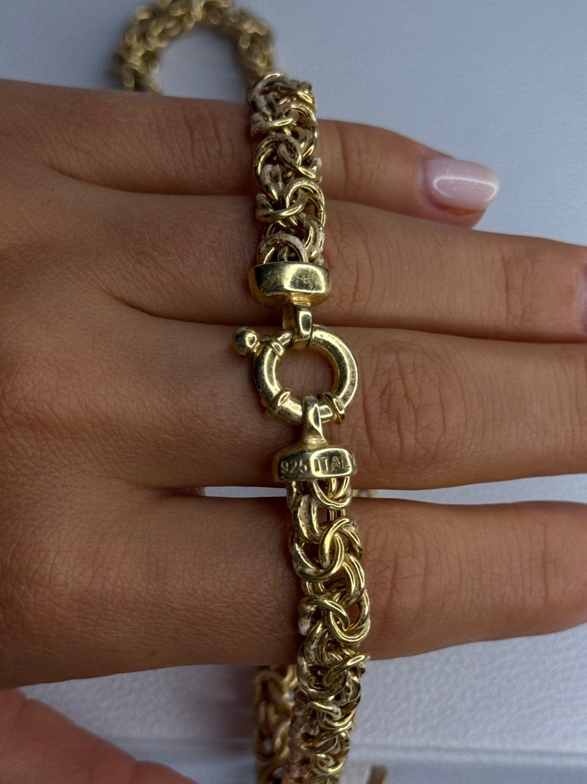 Italy 925 Sterling Silver Gold Plated Chain Necklace Length 18 Inch