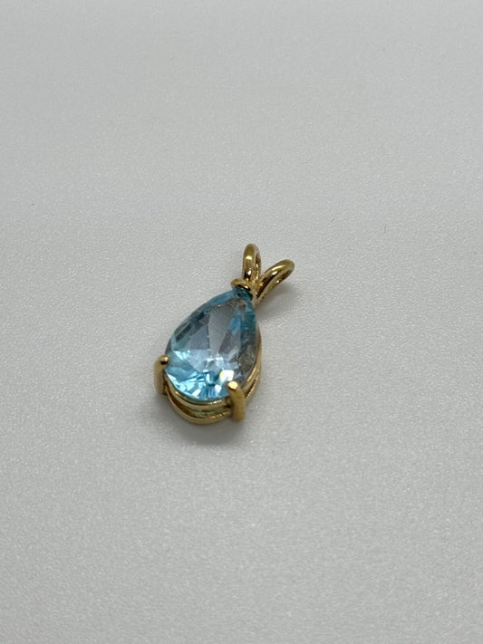 925 Sterling Silver Gold Plated Topaz Pendant Length 21 mm