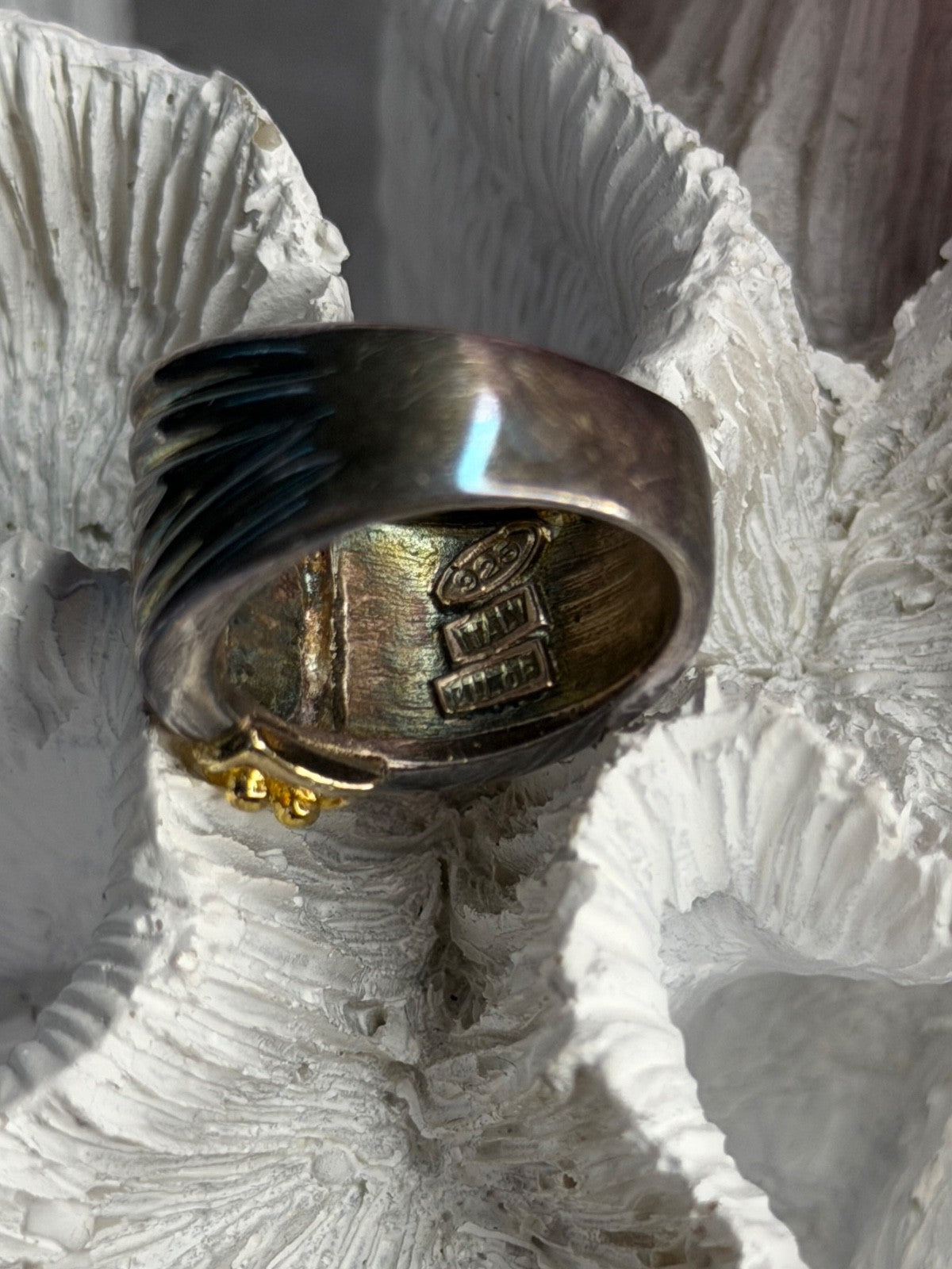Italy Milor 925 Sterling Silver Gold Plated Part Ring Size 7