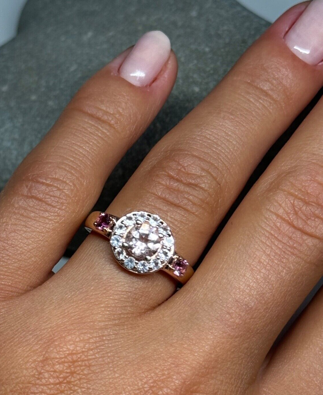 925 Sterling Silver Gold Plated Spinel Ring Size 7