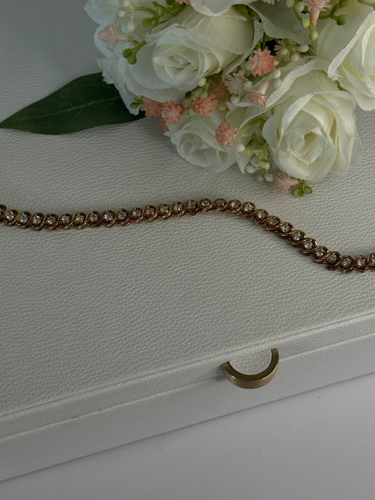 Fas 925 Sterling Silver Gold Plated CZ Bracelet Length 8.5 Inch