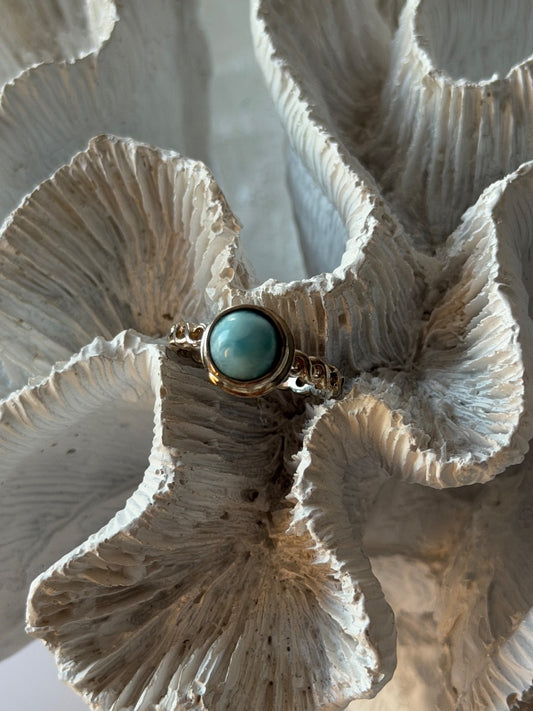 925 Sterling Silver Larimar Ring Size 7