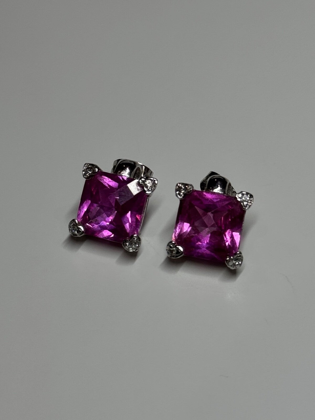 925 Sterling Silver Pink Topaz Earrings Length 0.5 Inch