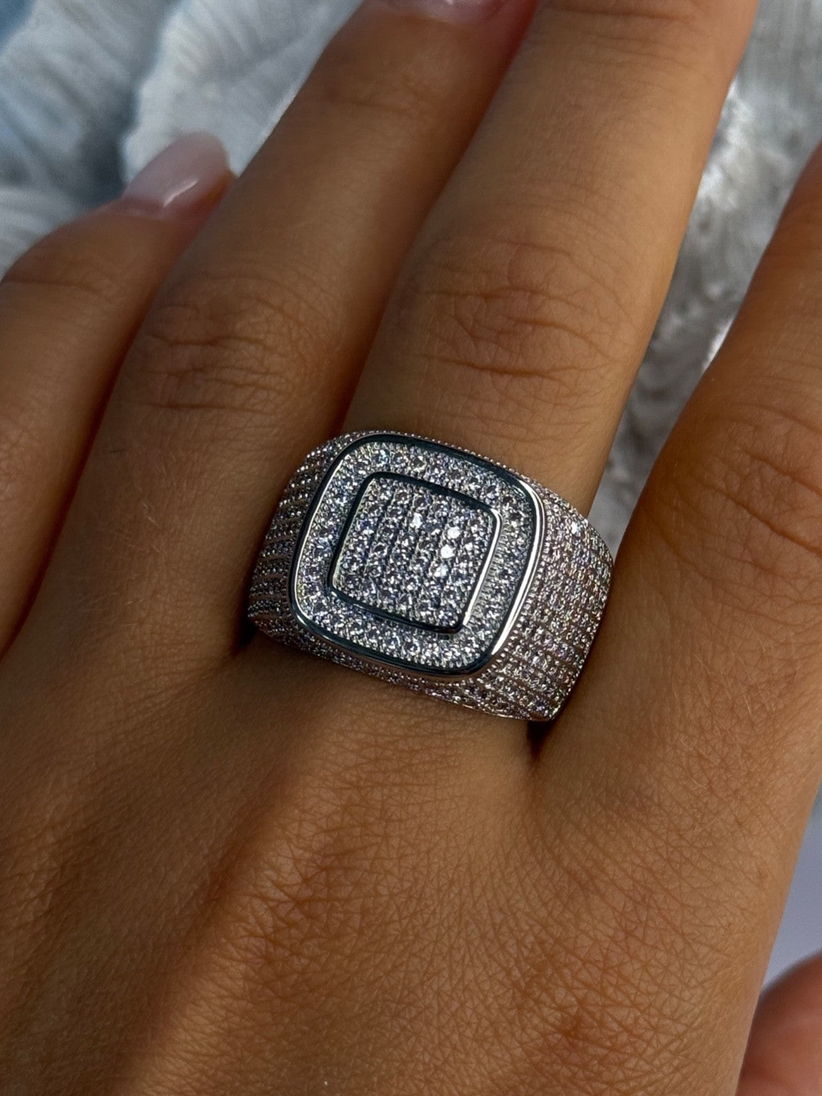 Men'S 925 Sterling Silver CZ Ring Size 12