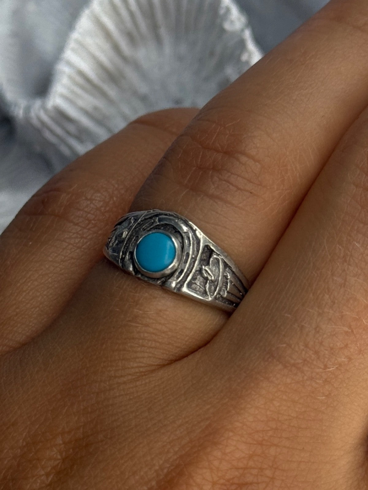 Vintage 925 Sterling Silver Turquoise Ring Size 7
