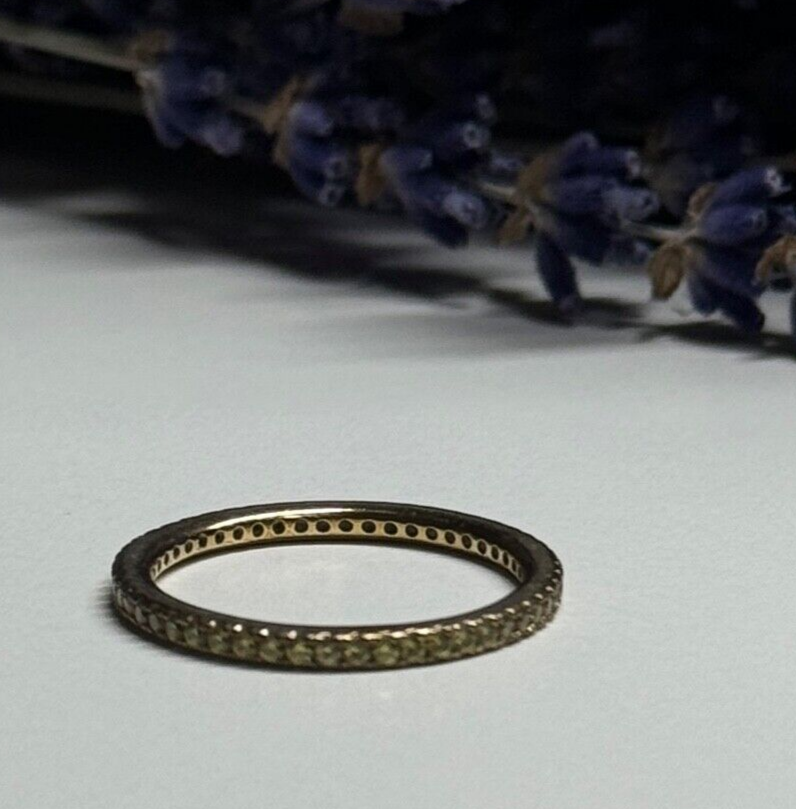 925 Sterling Silver Gold Plated CZ Ring Size 6