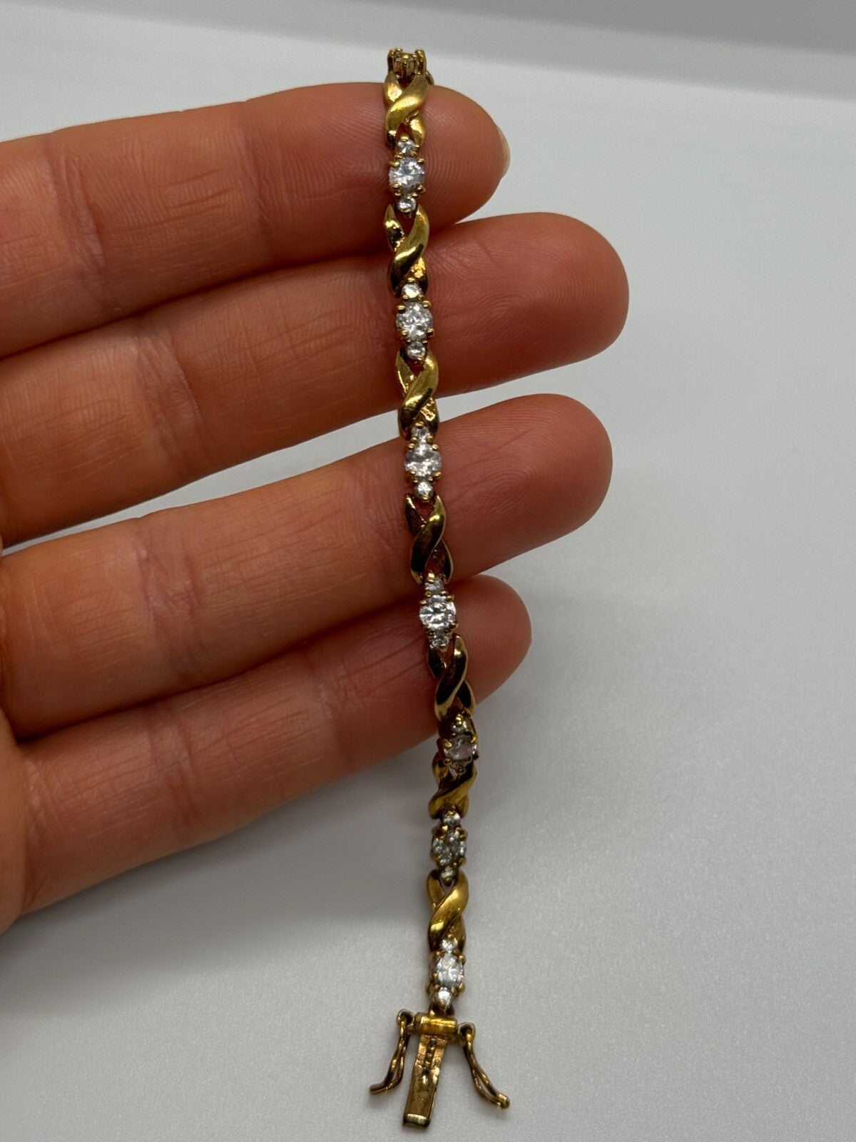 925 Sterling Silver Gold Plated CZ Bracelet