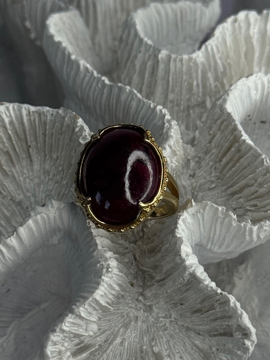 925 Sterling Silver Gold Plated Ruby Ring Size 7.5