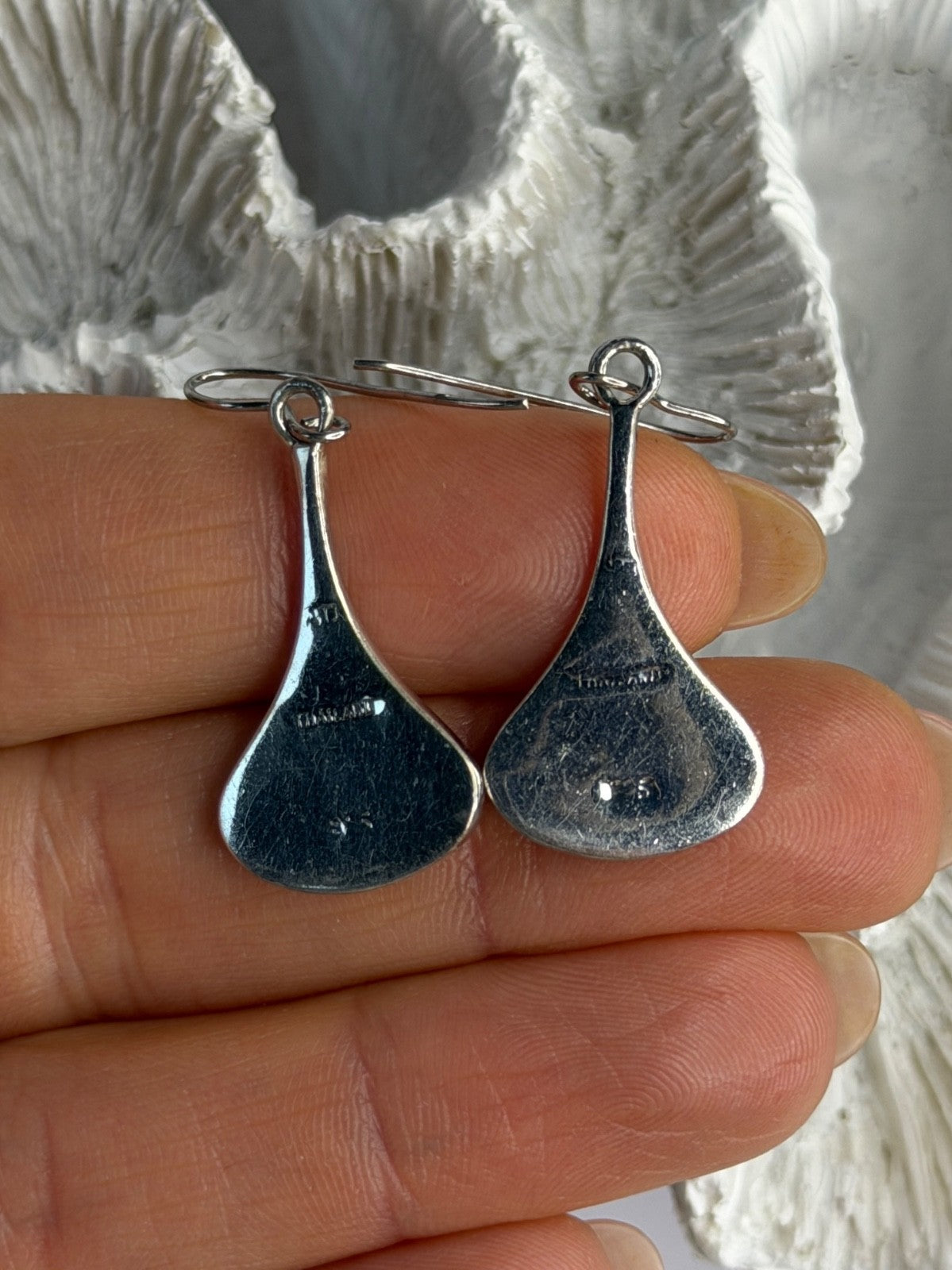 925 Sterling Silver Turquoise Earrings Length 1.40 Inch