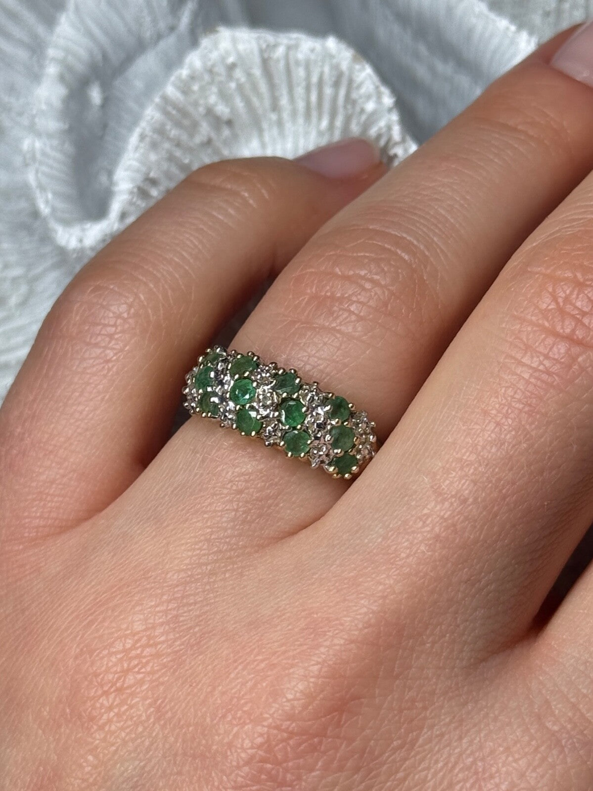 10K Yellow Gold Ring Emerald & Diamond Size 6