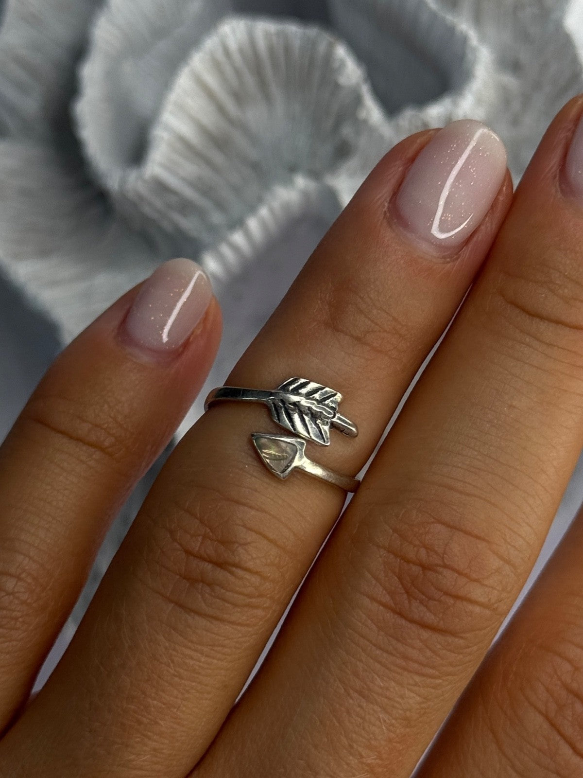 925 Sterling Silver Abalone Ring Sizable 5