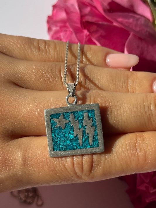 925 Sterling Silver Turquoise Necklace Length 21 Inch