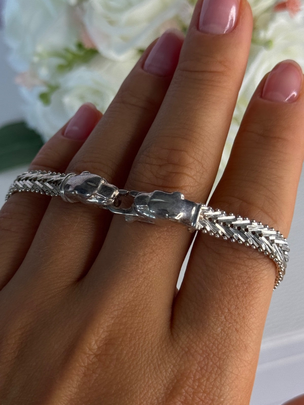 925 Sterling Silver Pantera Bracelet Length 8 Inch