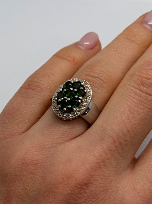 925 Sterling Silver Emerald Ring Size 6