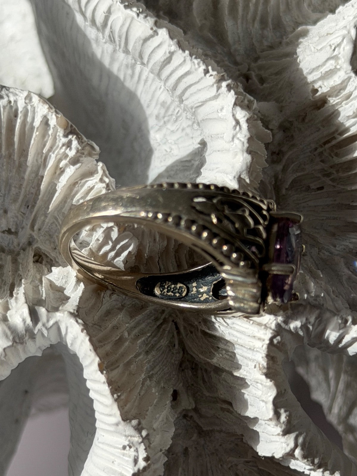 Vintage 925 Sterling Silver Amethyst Ring Size 8