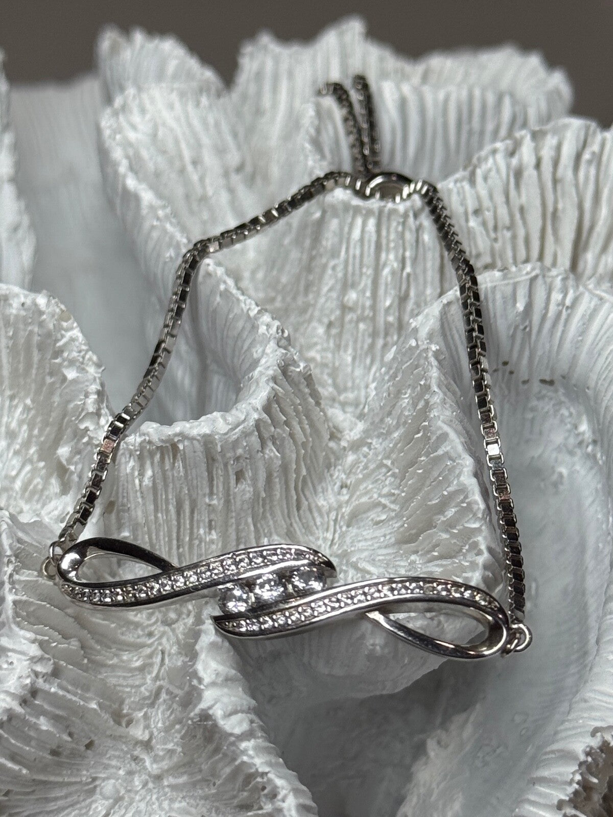 925 Sterling Silver CZ Bracelet Slider