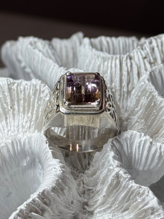 925 Sterling Silver Spinel Men's Ring Size 8