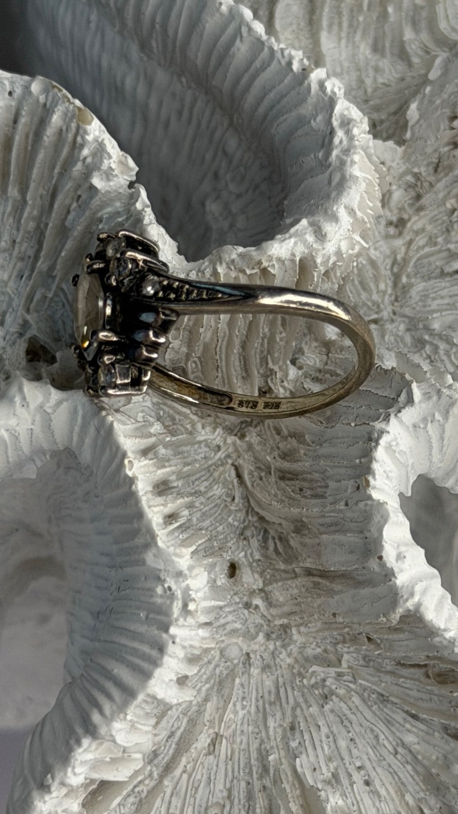 925 Sterling Silver White Tourmaline Ring Size 5.5
