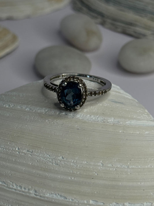 925 Sterling Silver Spinel & Beryl Ring Size 7