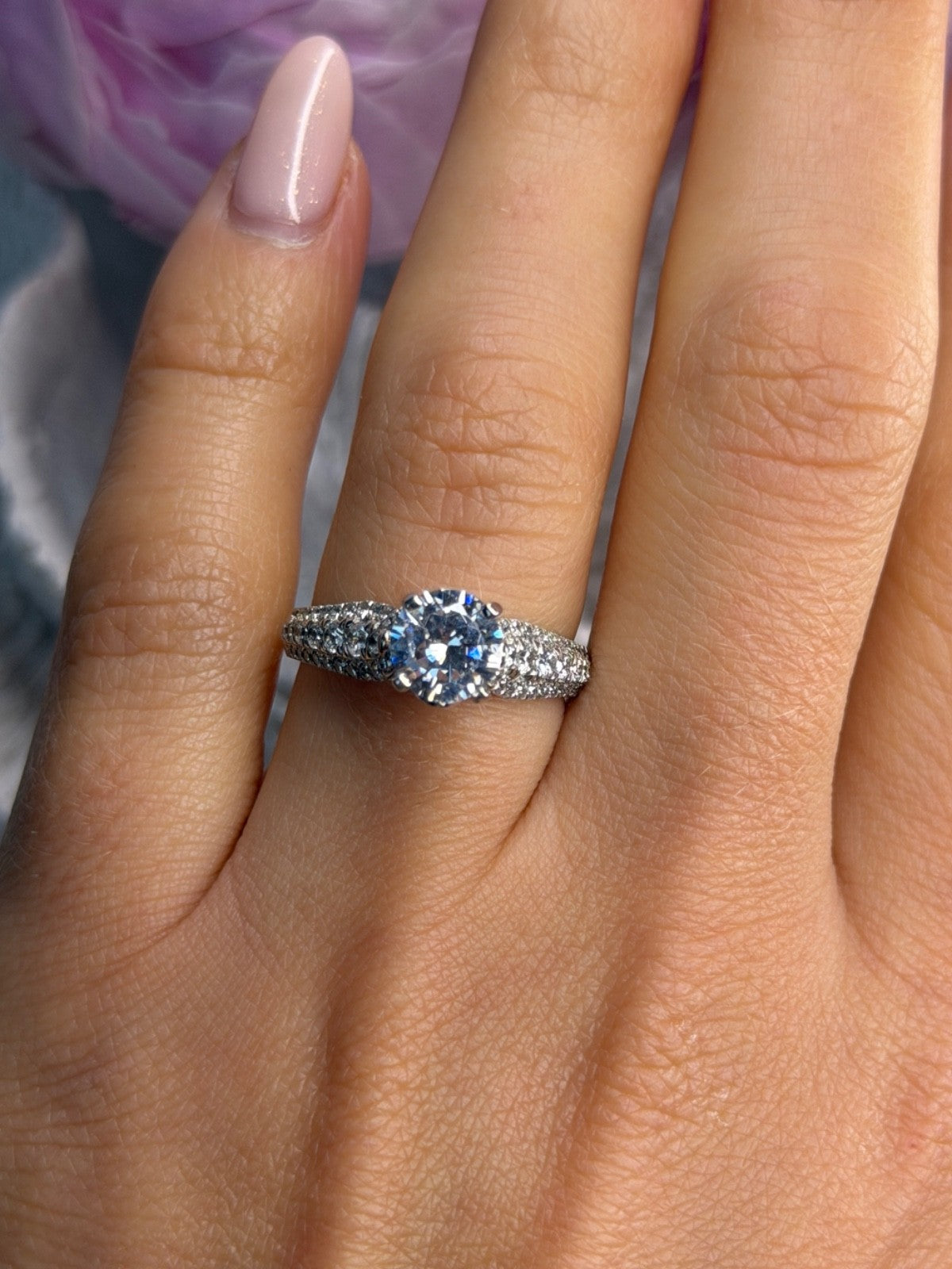 GOC 925 Sterling Silver tcw 1.60 Cz Ring Size 7