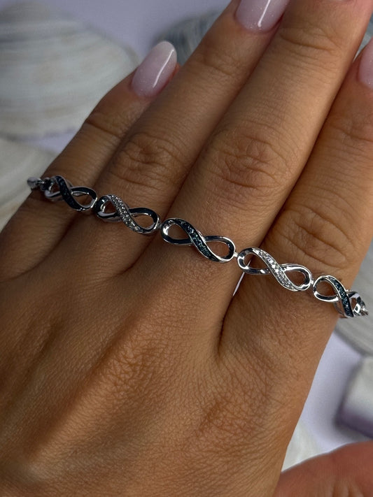 925 Sterling Silver Beryl & Spinel Bracelet Sizable