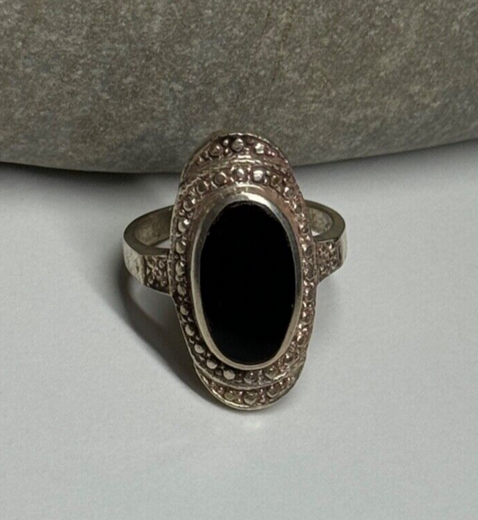 925 Sterling Silver Onyx Ring Size 5.5