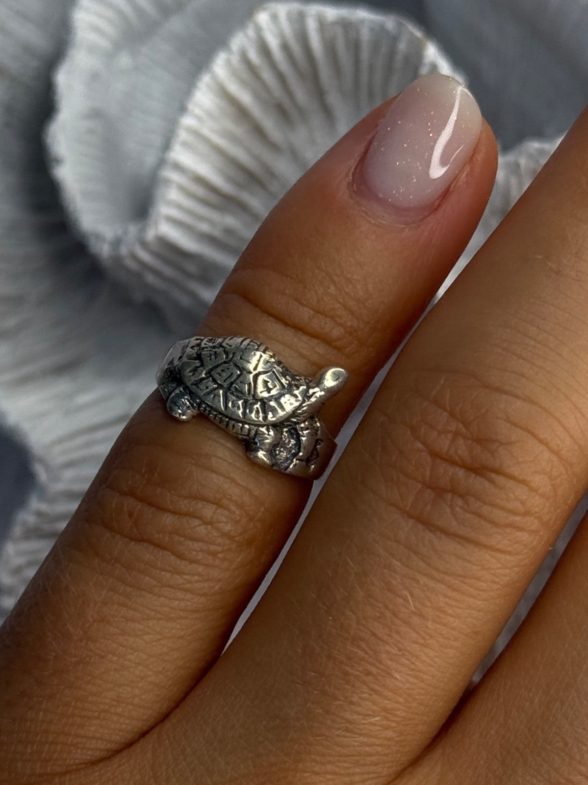 925 Sterling Silver Turtle Ring Sizable Maximum Size 3