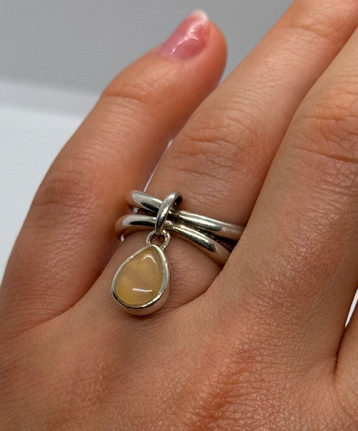 925 Sterling Silver Agate Ring Size 6